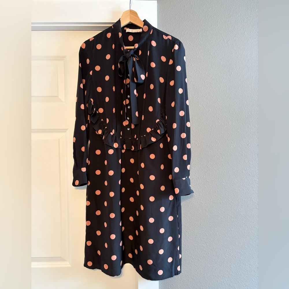 Tory Burch Polka Dot Long Sleeve Dress